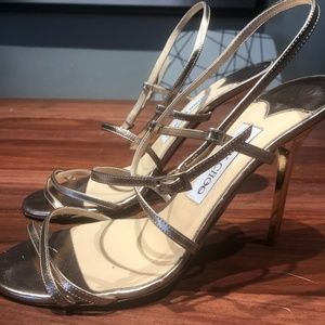 JIMMY CHOO Juliet Metallic Gold Heels Size 8 EU 39